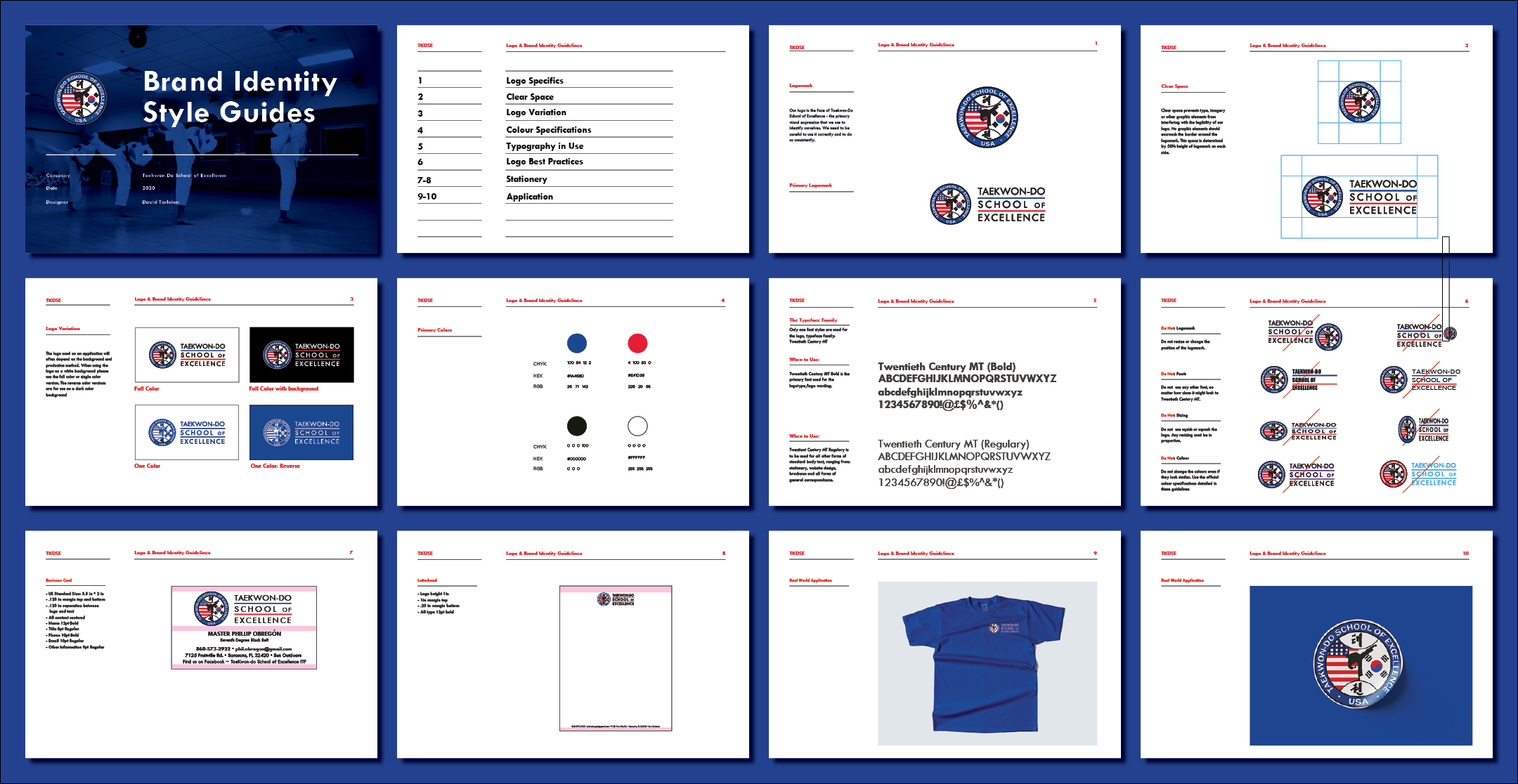 TaeKwon Do School of Excellence brand guidelines pages